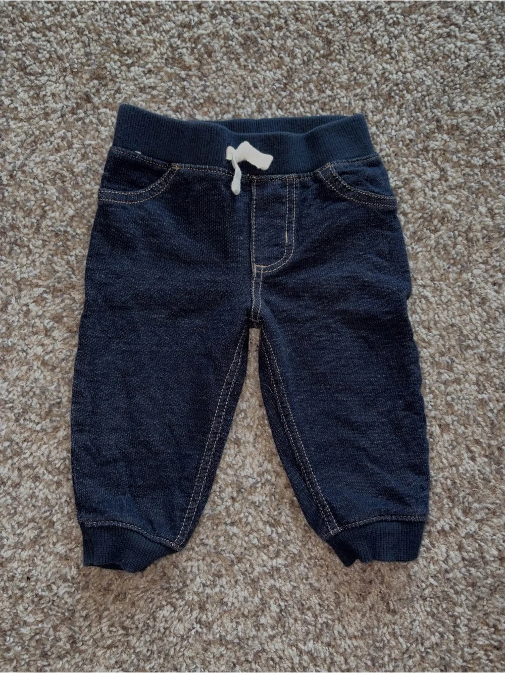 Carter's Dark Navy Knit Jogger Pants with White Drawstring